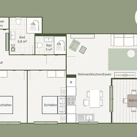 Apartment A7 Pine Hill - Mit Zwei Bädern&überdachtem Balkon, Zugang Zu Vielen Gemeinschaftsräumen Zirchow